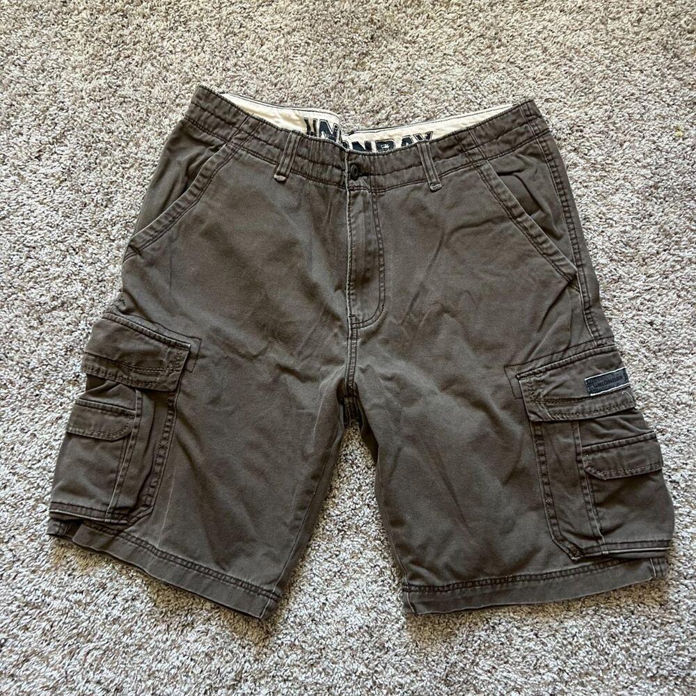 UnionBay Baggy Cargo Shorts Mens 38 Cotton Brown Y2K Belt Loops